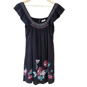 Sugarlips Black Mini Dress w/Gorgeous Hand Embroidery ~ Size S